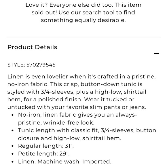 No-Iron Linen High-Low Shirttail-Hem Tunic - Picture 6 of 7